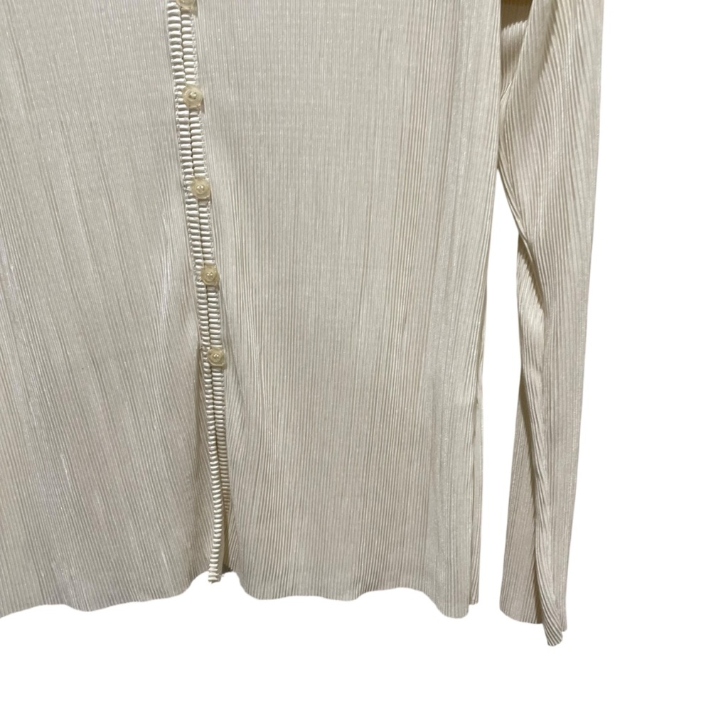 Cyrus Pleated Button Down Collared Shirt Ivory White Women’s Size Medium - Picture 5 of 8